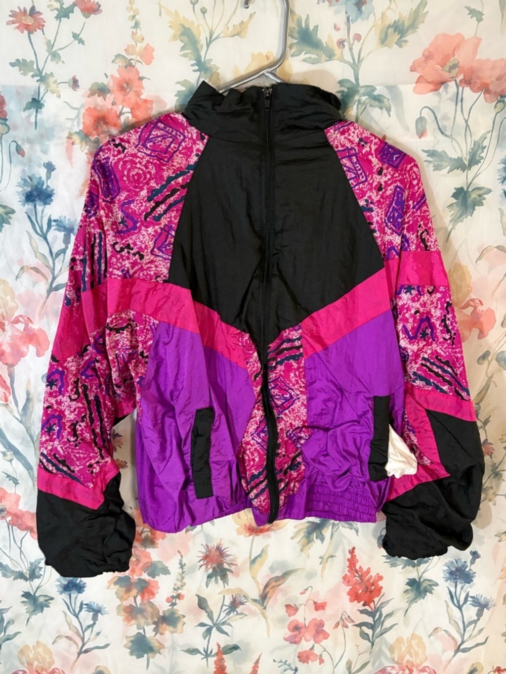 Bold Pink & Purple Colorblock Ski Jacket with Black Accents